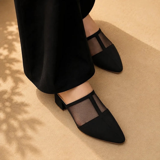 Veloura Net Block Heel