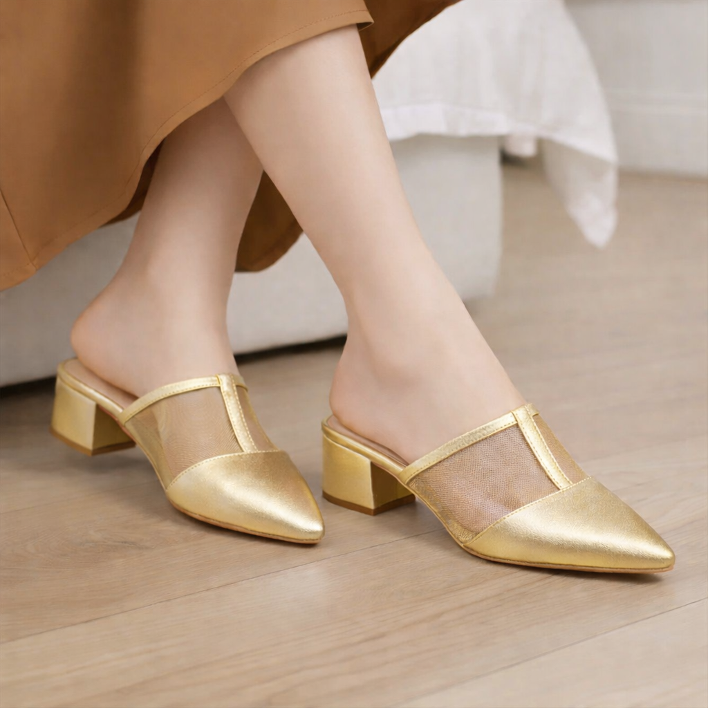 Veloura Net Block Heel