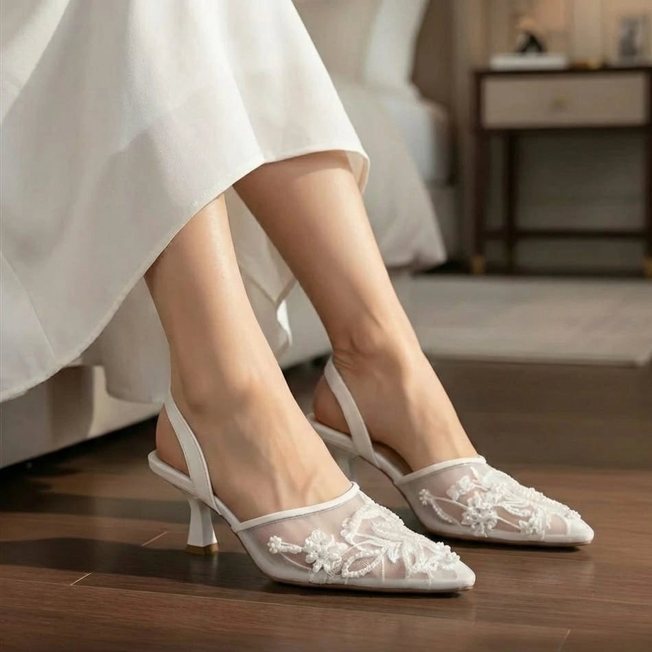 Zara Embroidery Slingback Heel