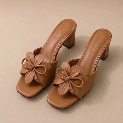 Rosé Bloom Heels Brown