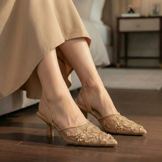 Zara Embroidery Slingback Heel