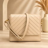 Ivory Cream Chevron Crossbody Bag