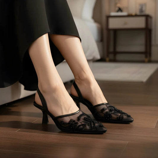 Zara Embroidery Slingback Heel