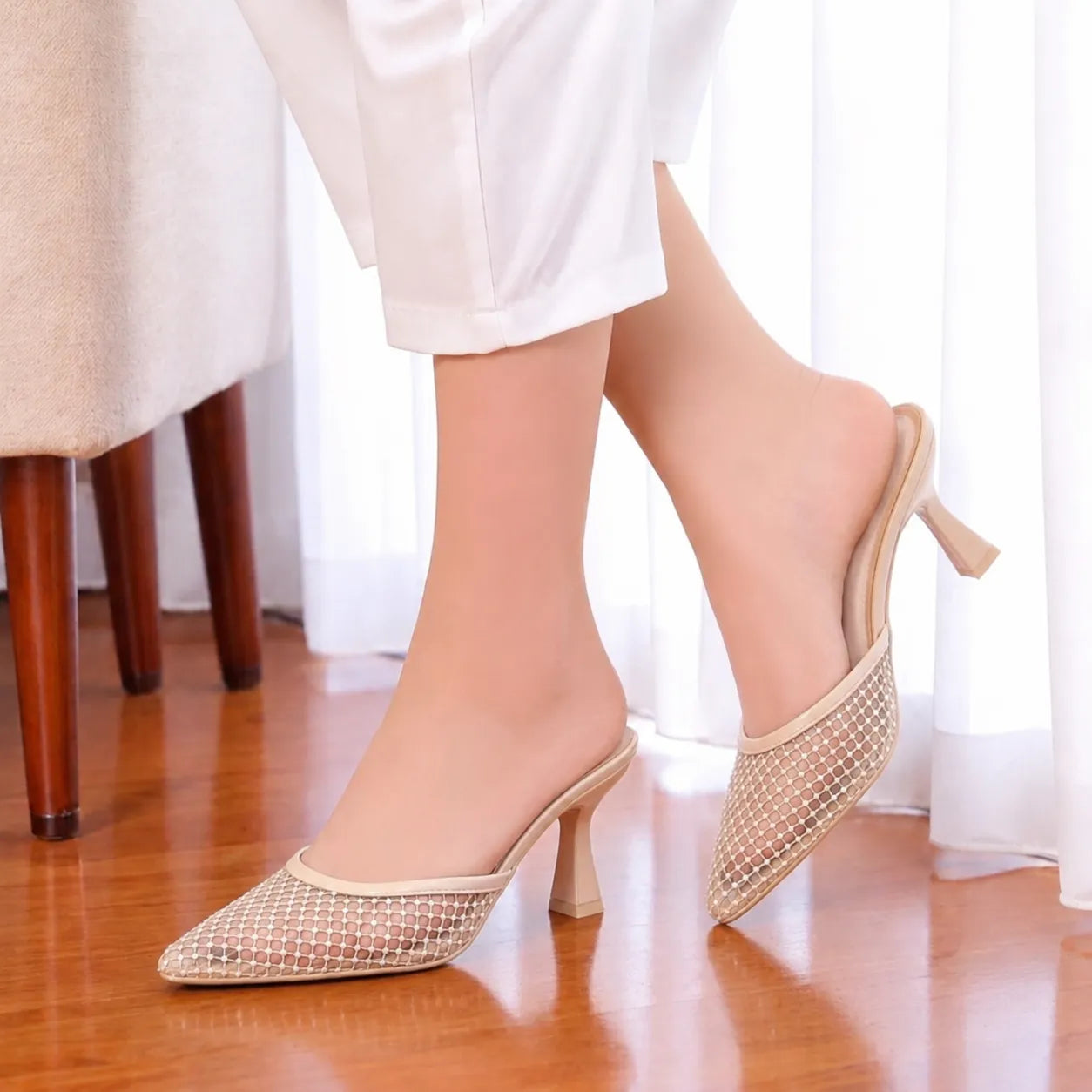 PEARL MESH HEEL