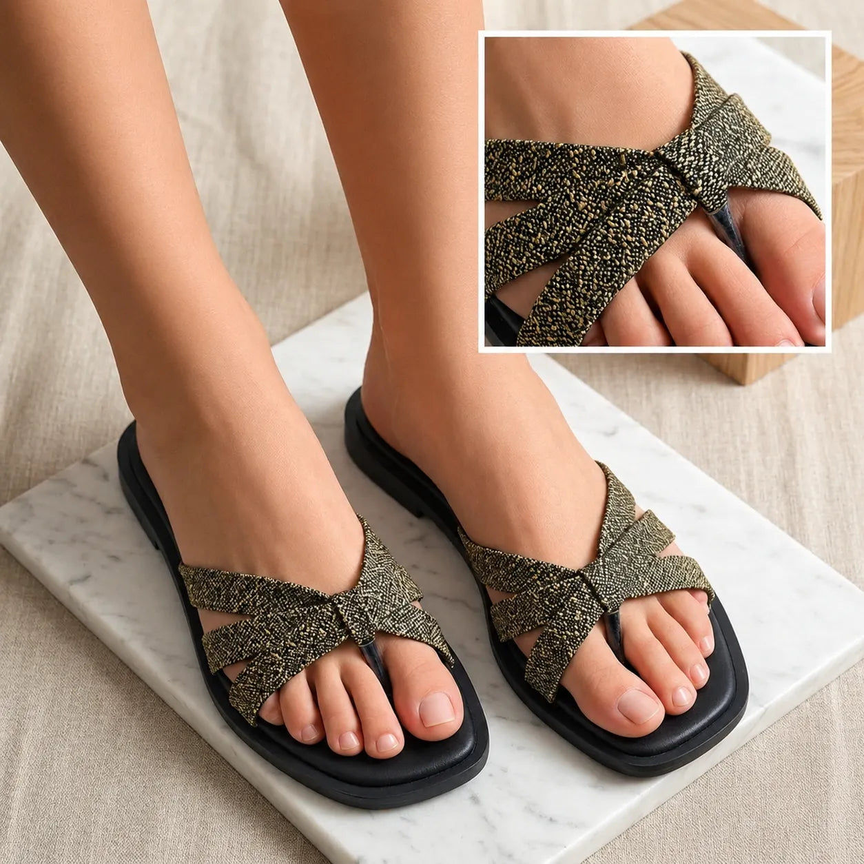 AMARA LUXE SLIDES BLACK