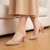 Zara Embroidery Slingback Heel
